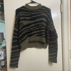 Kendall + Kylie Cropped Zebra Print Sweater